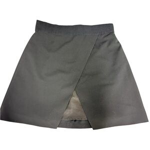 Alice + Olivia Black Lambs Wool Wrap-Front Mini Skirt